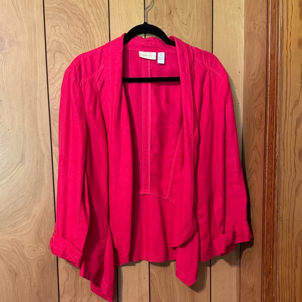 Chico's Bold Pink Open Front Jacket